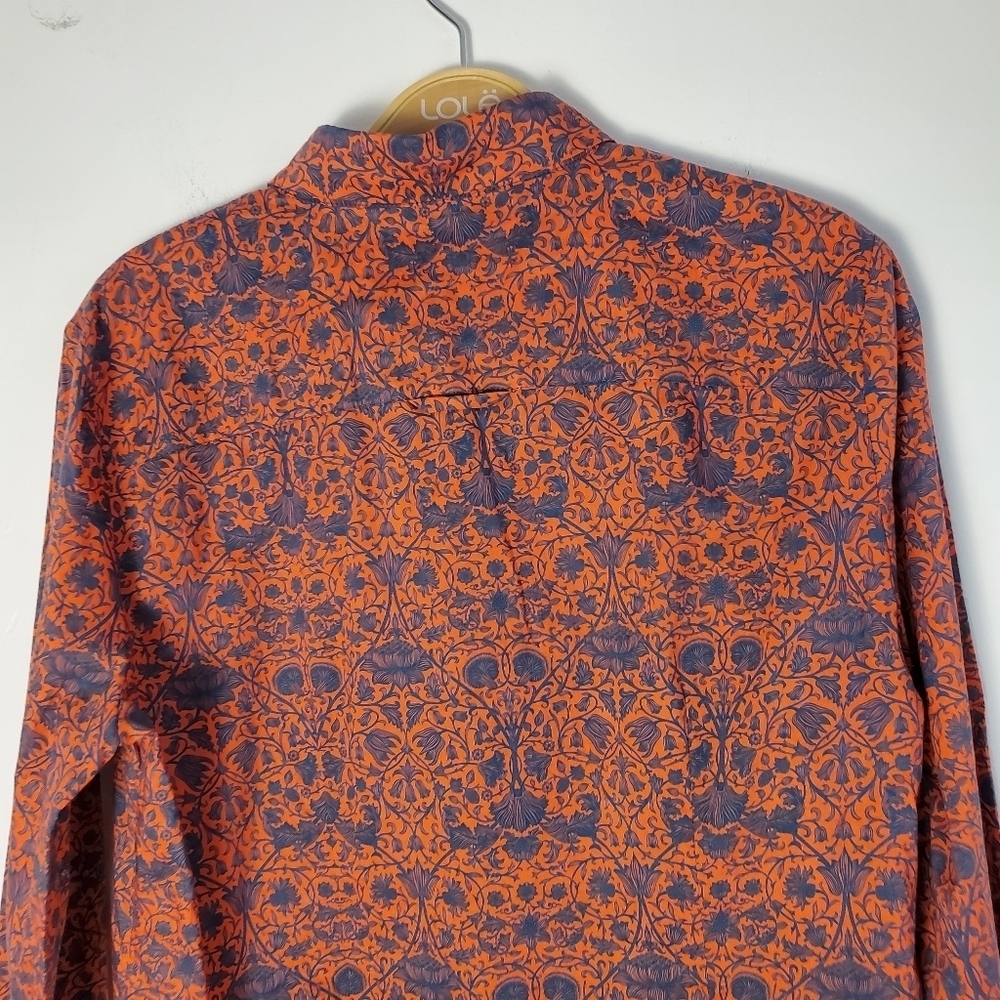 Judith & Charles Cotton Orange and Blue Long Sleeve Button Down Shirt - Picture 7 of 12